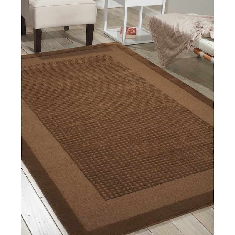 Nourison Westport Solid Border Hand-tufted Wool Area Rug - 8' x 10' 6" - Brown - Runner/Rectangle