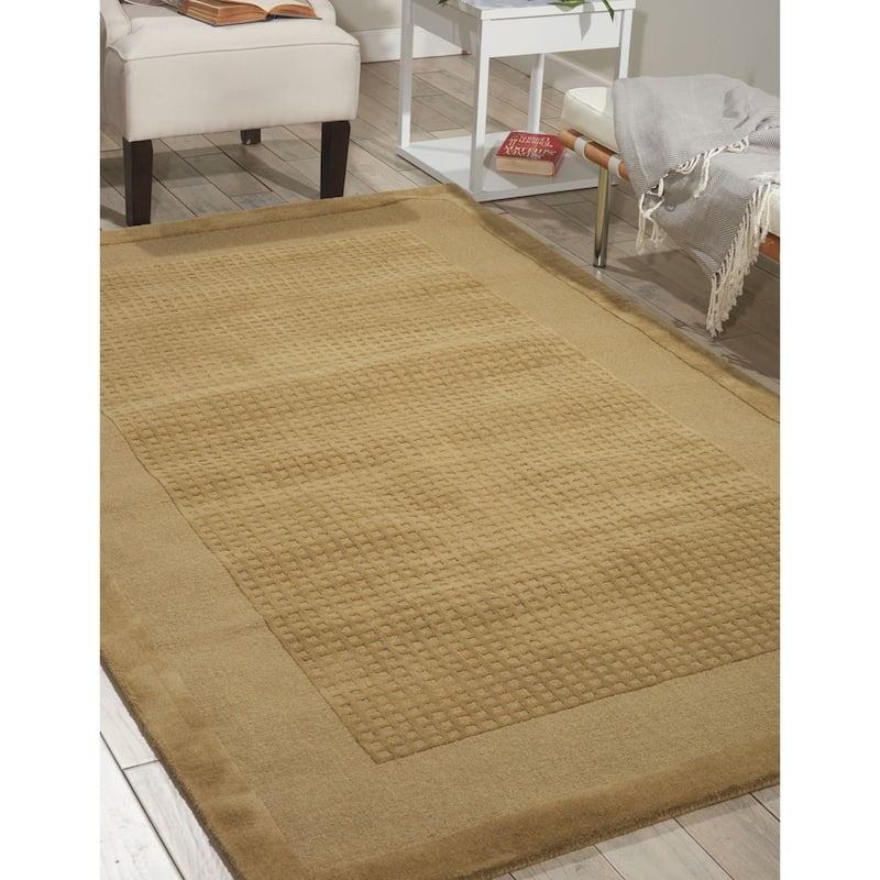 Nourison Westport Solid Border Hand-tufted Wool Area Rug - 8' x 10'6" - Beige - Runner/Rectangle
