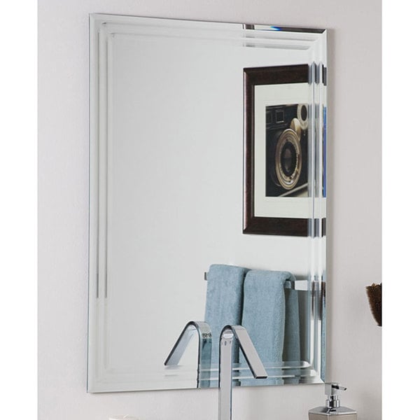 Bathroom mirror with 2  beveled mirror strips - Twin Bay Glass of