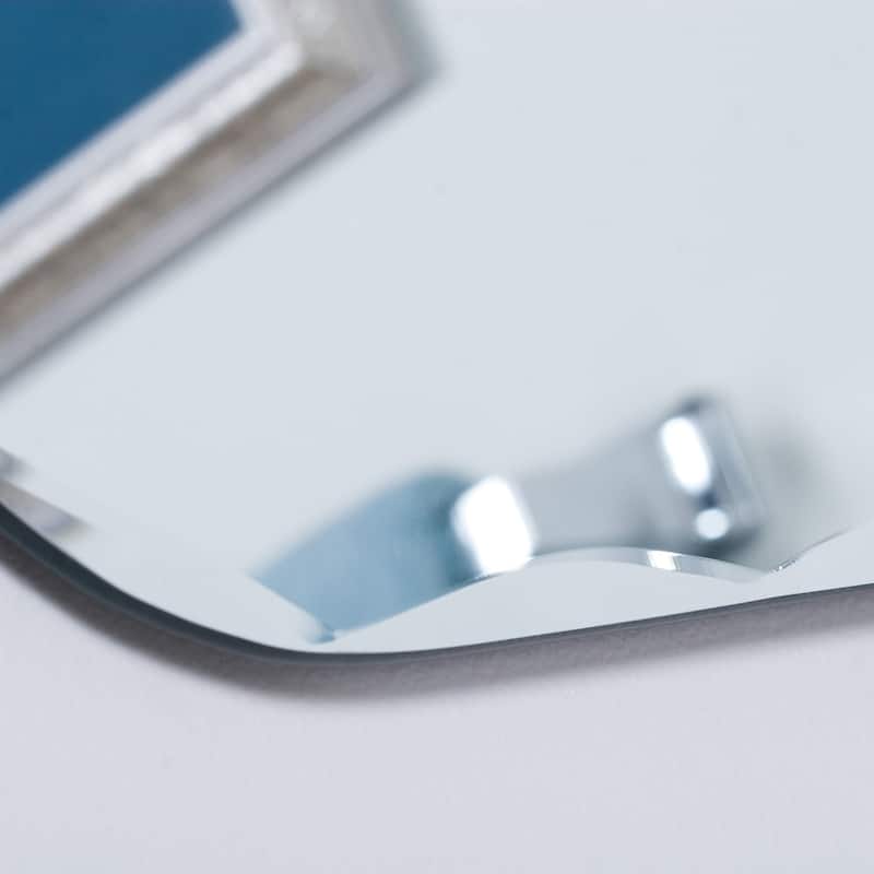 Oval Frameless 23.6" x 31.5" Beveled Groove Bathroom Vanity Mirror - Silver - 23.6" w x 31.5" h