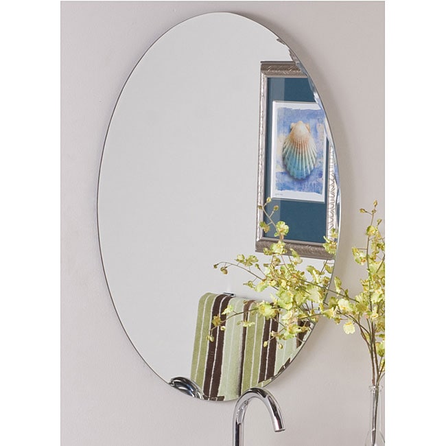 Frameless Oval Scallop Beveled Mirror