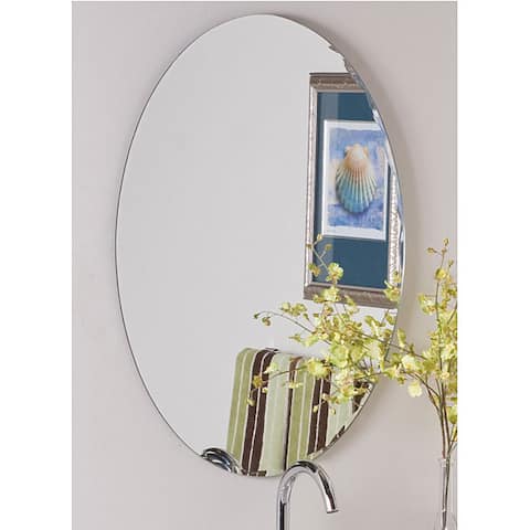 Frameless Oval Scallop Beveled Mirror - Clear - A/N