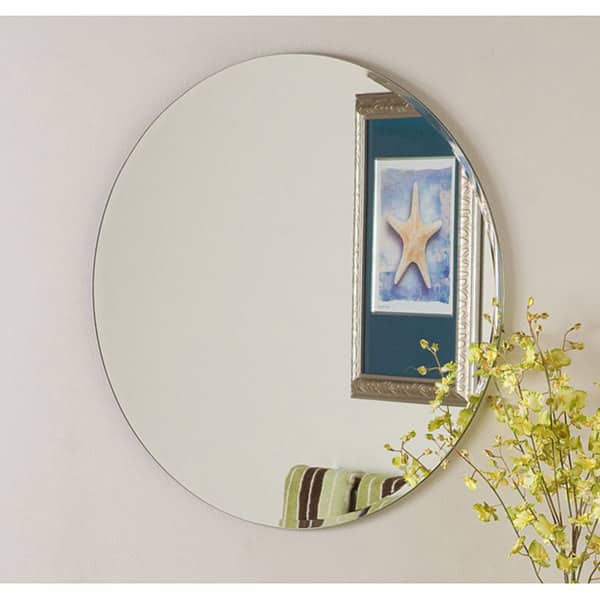 Frameless Round Beveled Wall Bathroom Vanity Mirror 23.6" Dia - 23.6" x 23.6"