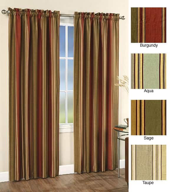 Faux Silk Stripe 84-inch Lined Window Curtain Panel