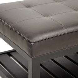 Win Rectangular Brown Bi-cast Leather Ottoman with Shelf - Bed Bath ...