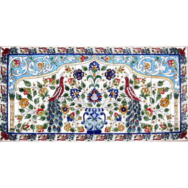 Shop Mosaic 'Horizontal Peacock' 50-tile Ceramic Wall Mural - Free ...