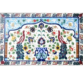 Mosaic 'Peacock' 40-tile Ceramic Wall Mural - Bed Bath & Beyond - 3522737