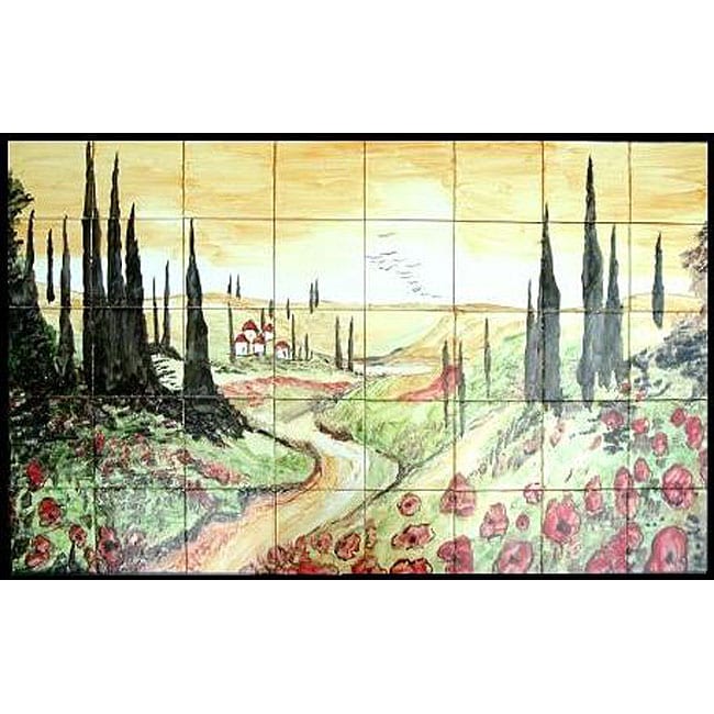 Tuscany Landscape Mosaic Mural Tiles (Set of 40)