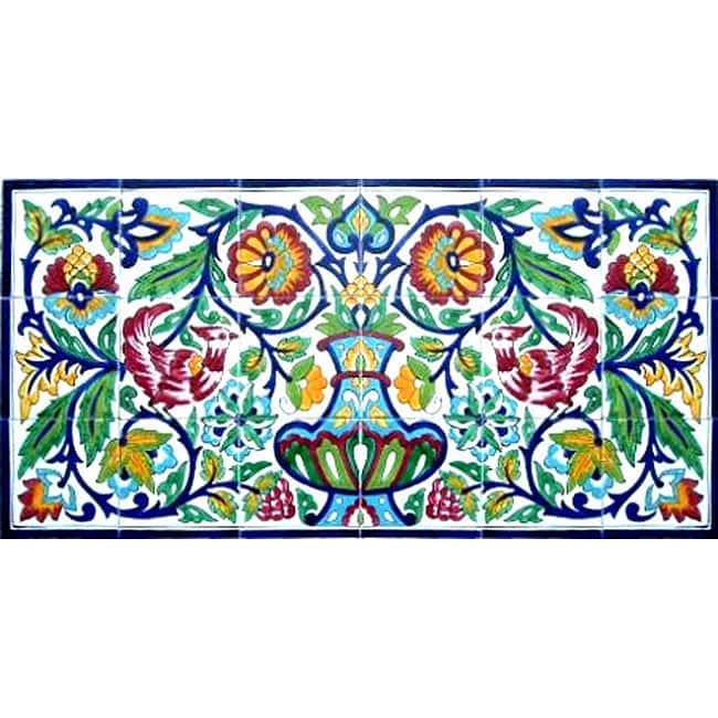 Rooster Kitchen Backsplash Mosaic 18 Ceramic Tile Wall Mural - Bed Bath ...