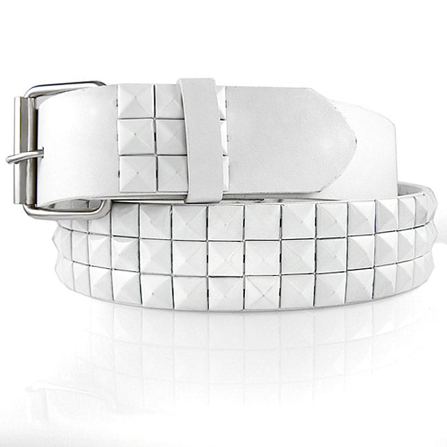 Jk Belts Unisex Imitation Leather 3 row White Metal Studded Belt