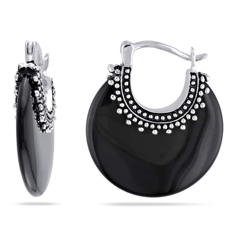 Miadora Sterling Silver Black Onyx Earrings