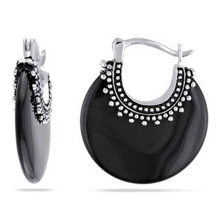 Onyx Hoop Earrings Find Great Jewelry Deals Ping At Miadora Sterling Silver Black Onyx Earrings