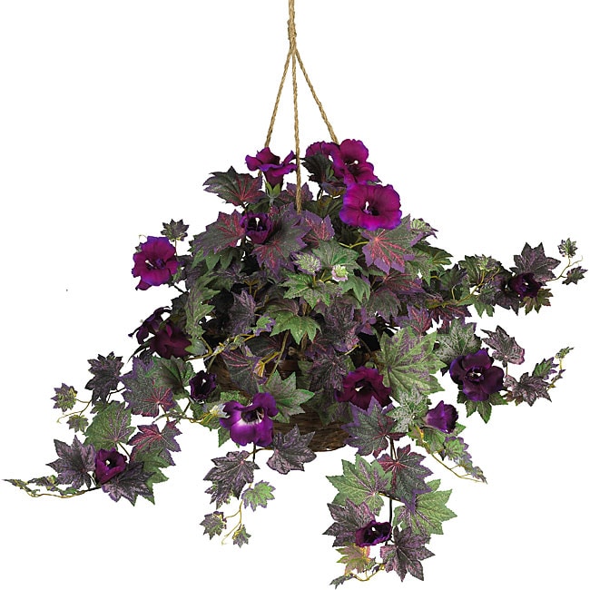 Morning Glory Silk Plant Hanging Basket