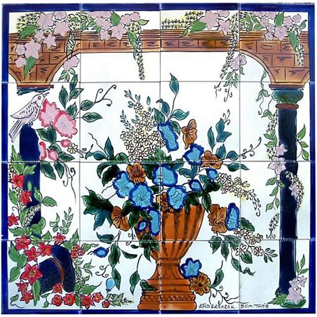 Floral Arcades Mosaic 16 tile Wall Mural