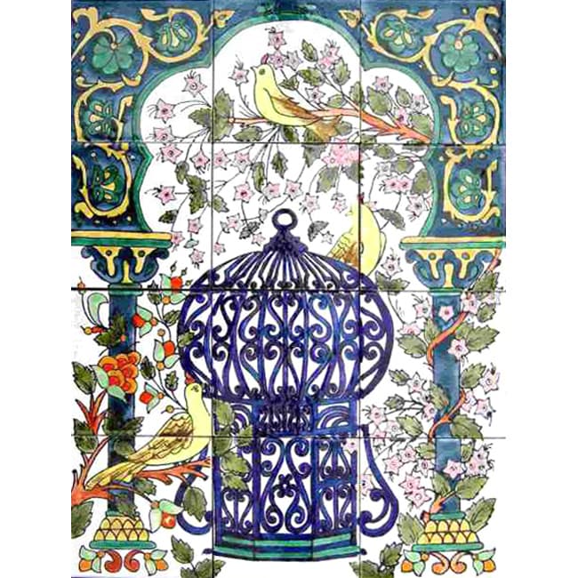 Mosaic Family Dove Birds 12 tile Ceramic Mural