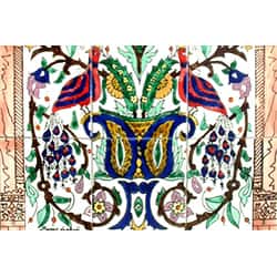 Mosaic 'Baby Peacock' 12-tile Ceramic Wall Panel