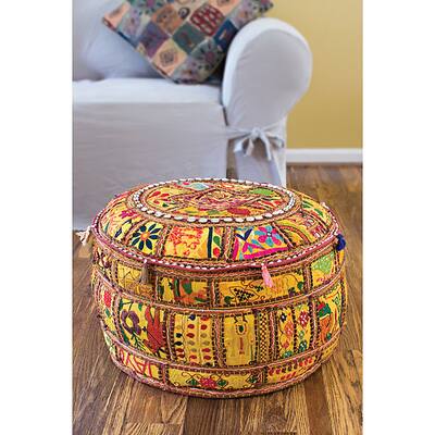Artist's Loom Traditional Indian Pouf (24x24) (Set of 2)