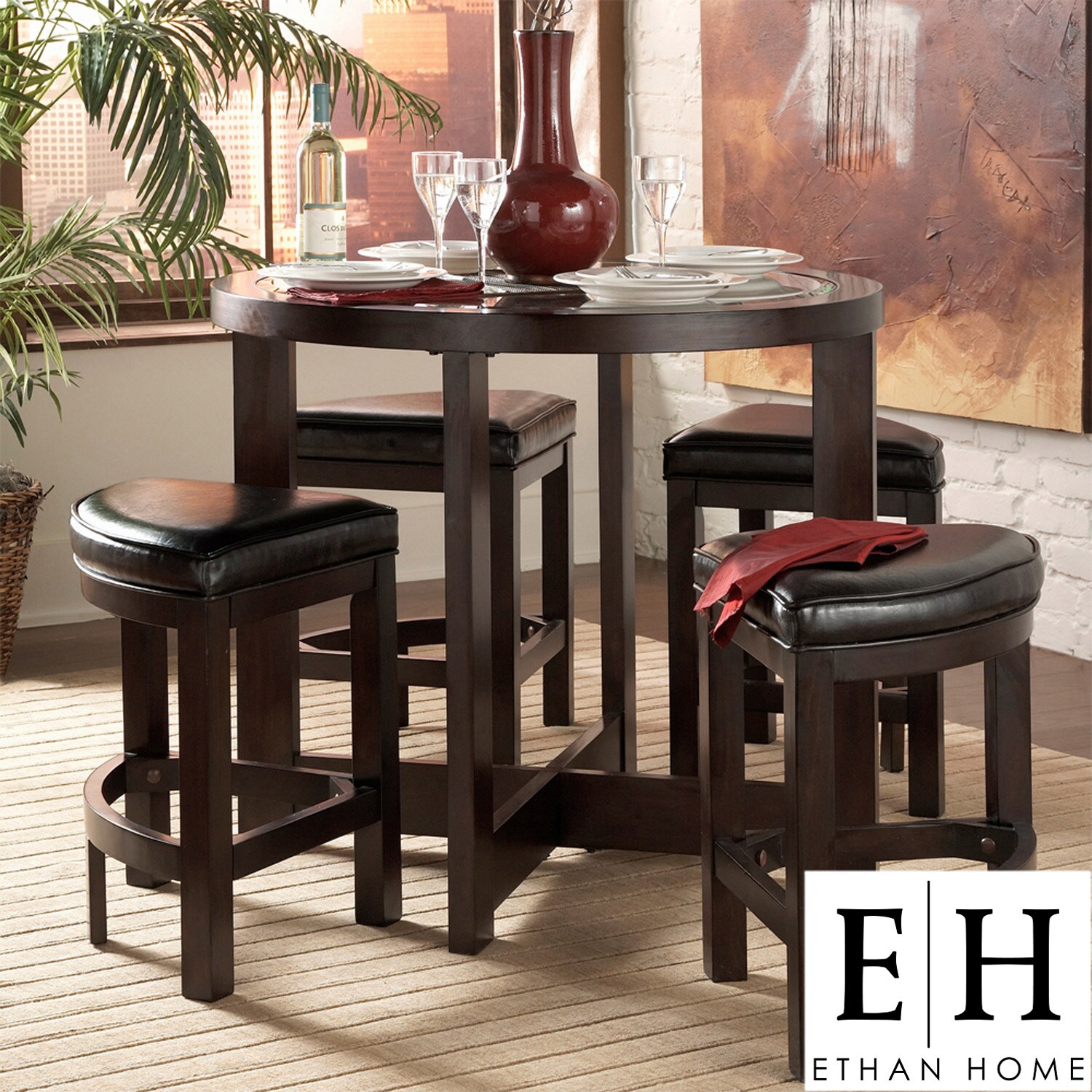 ETHAN HOME Capria Brown 5 piece Counter Height Pub Dining Set Today $