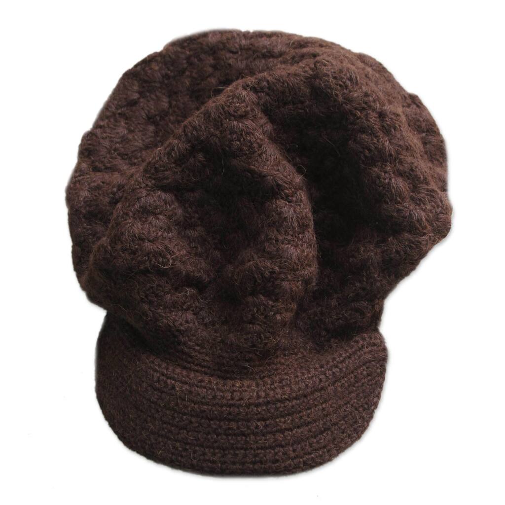 Handmade Chocolate Cap Alpaca Wool Hat (Peru)