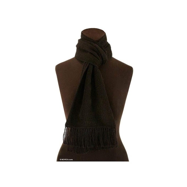 Coal Night Alpaca Wool Scarf - 8.75