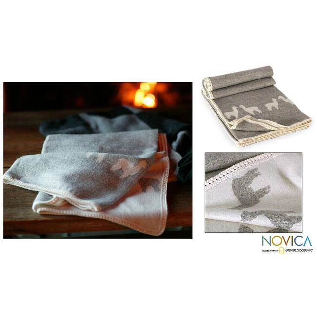 'Alpaca Shadows' Alpaca Wool Throw Blanket (Peru)