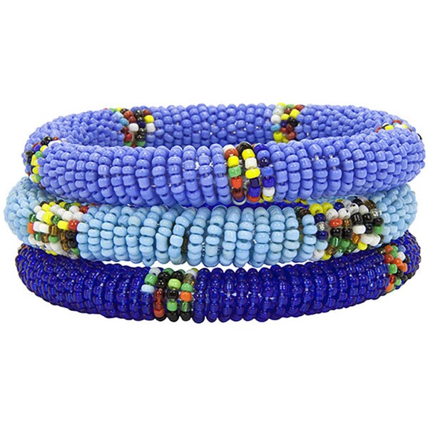 Trio of Blue Massai Bangles (Kenya)