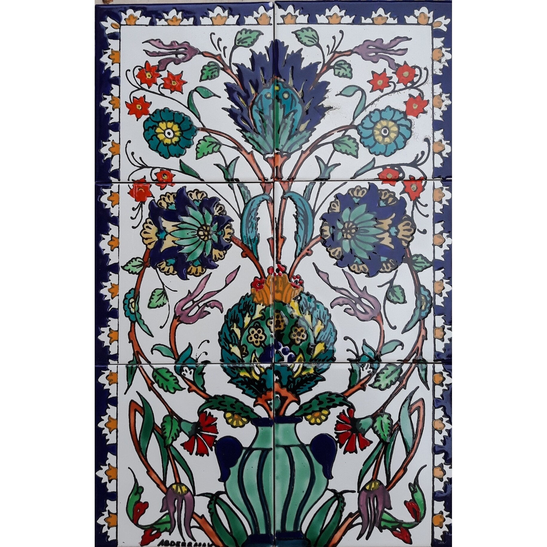 Mosaic Fl Pot 6 Tile Ceramic Wall Mural Fl Pot 6 Tile Ceramic Wall Mural