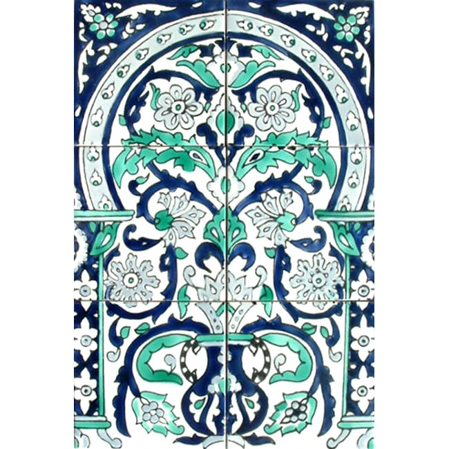 Victorian style Floral Arch 6 tile Ceramic Mosaic