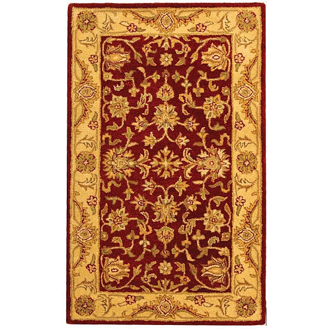 Handmade Antiquities Jewel Red/ Ivory Wool Rug (4 X 6)