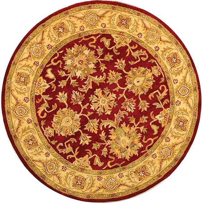 Handmade Antiquities Jewel Red/ Ivory Wool Rug (6 Round)