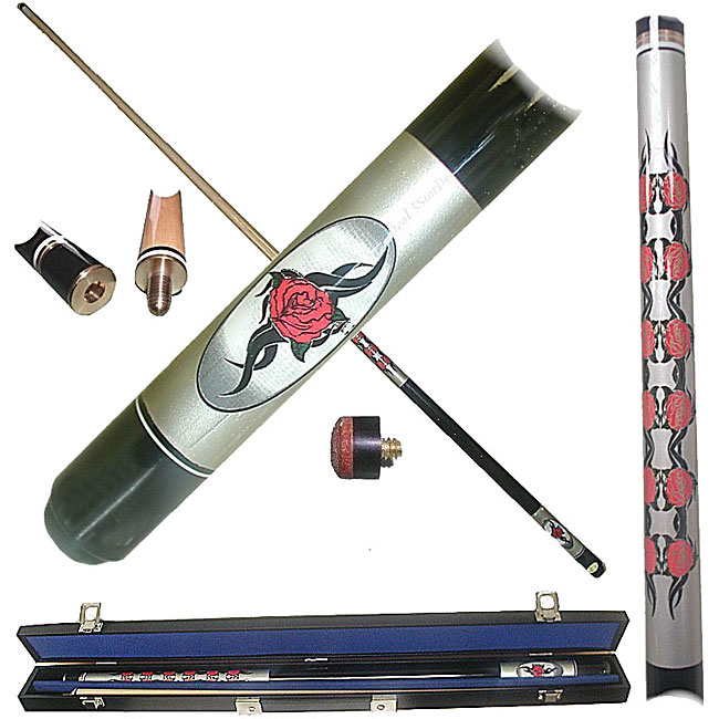 Rose Leaf 2-piece Pool Cue with 6 Replacement Tips