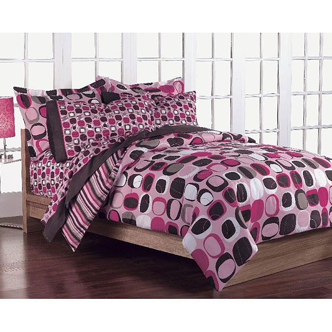 Opus Pink 7-Piece Full-size Bed in a Bag with Sheet Set ...