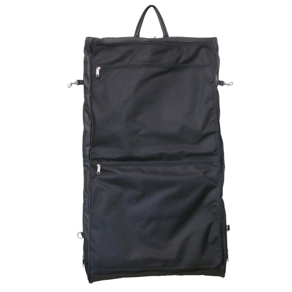 black leather garment bag