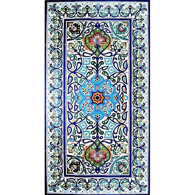 Hand-painted 91-tile Ceramic Mosaic