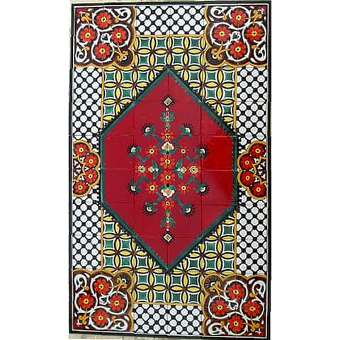 Antique Looking Persian Area Rug Architectural 'Tabriz Design' 60 Tile Ceramic Wall Art