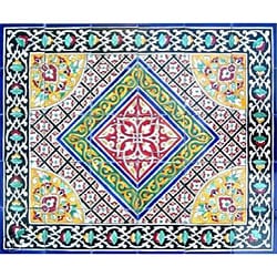 Antique Looking Persian Area Rug Architectural 'Bushehr Design' 30 Tile Ceramic Wall Art