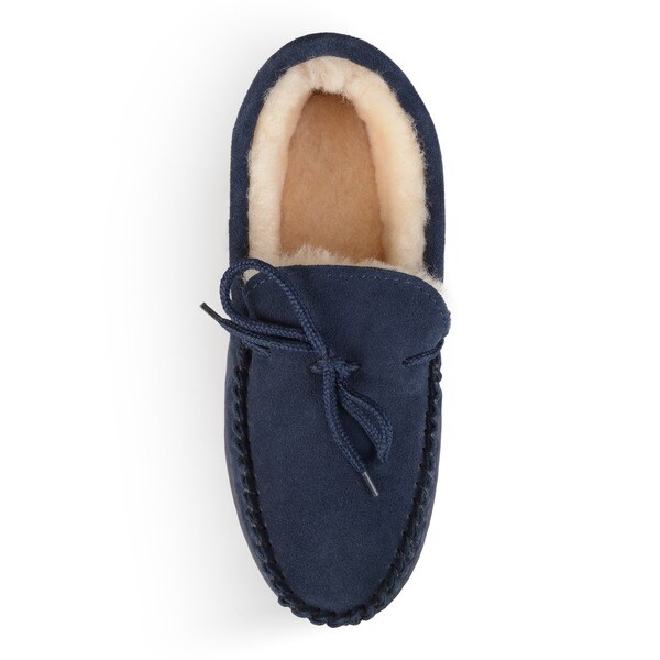 mens blue moccasin slippers