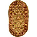 Safavieh Handmade Golden Jaipur Green/ Rust Wool Rug - 2'3" x 4' oval