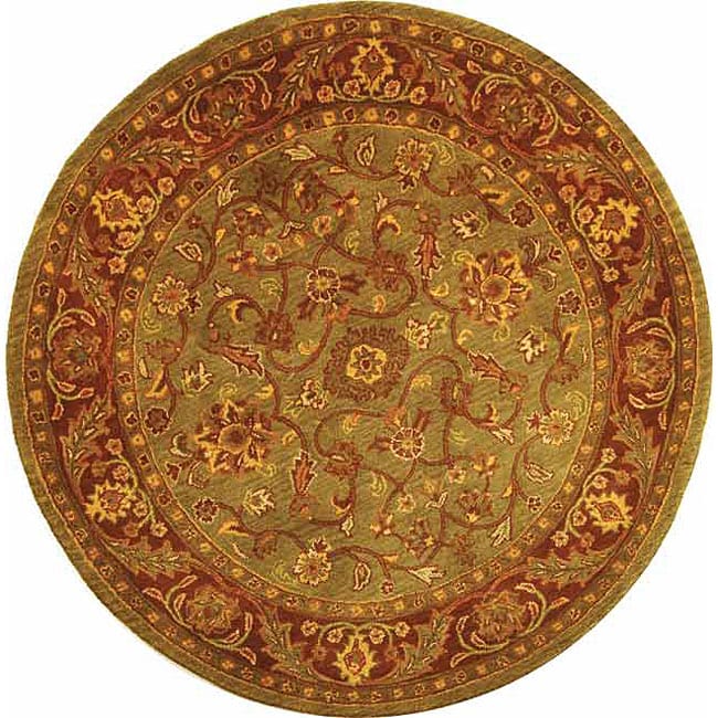 Safavieh Handmade Golden Jaipur Green/ Rust Wool Rug (6 Round)