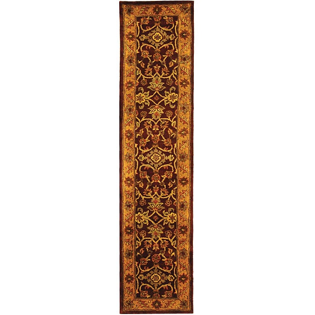 Safavieh Handmade Golden Jaipur Burgundy/ Gold Wool Runner (23 X 12)