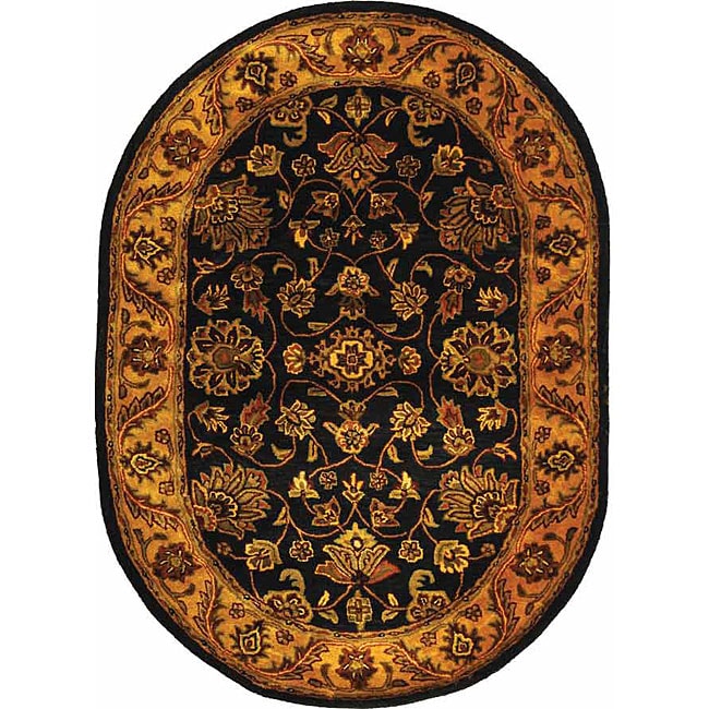 Safavieh Handmade Golden Jaipur Black/ Gold Wool Rug (46 X 66 Oval) (BlackPattern OrientalMeasures 0.625 inch thickTip We recommend the use of a non skid pad to keep the rug in place on smooth surfaces.All rug sizes are approximate. Due to the differenc