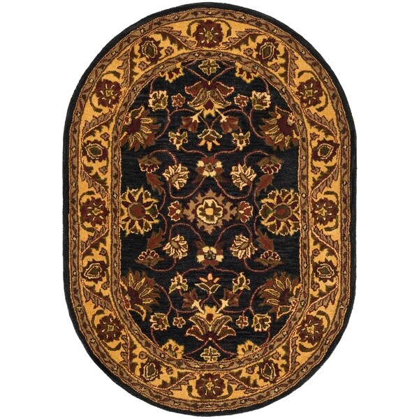 Safavieh Handmade Golden Jaipur Black/ Gold Wool Rug - 7'6" x 9'6" oval