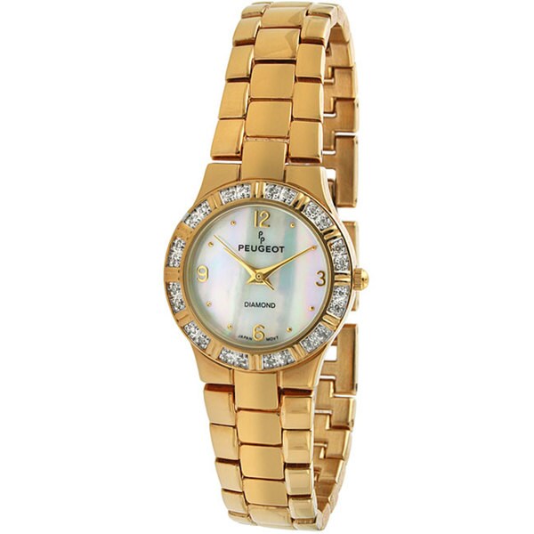 Peugeot Women's Round Goldtone Genuine Diamond Watch - Free Shipping ...