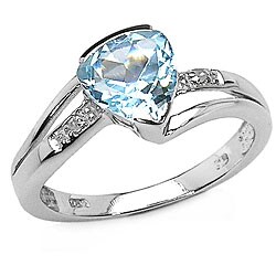Sterling-silver 2.01-carat TGW Blue Topaz Ring with Diamond Accents ...