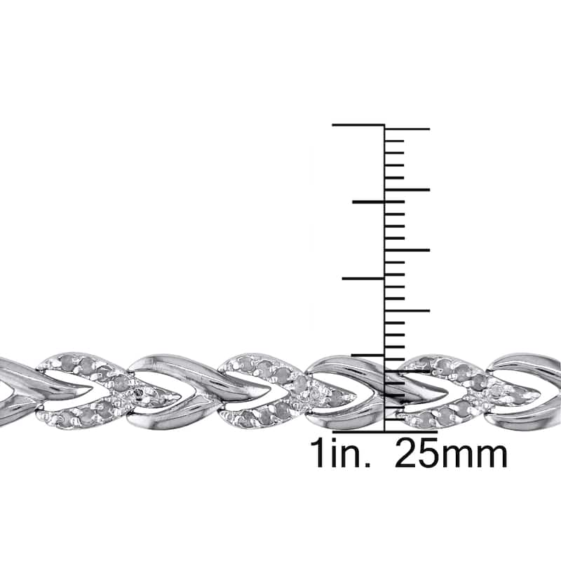 Miadora Sterling Silver 1ct TDW Diamond Heart Link Bracelet