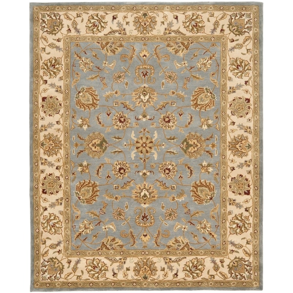 Safavieh Handmade Heritage Traditional Kerman Blue/ Beige Wool Rug - 7'6 x 9'6