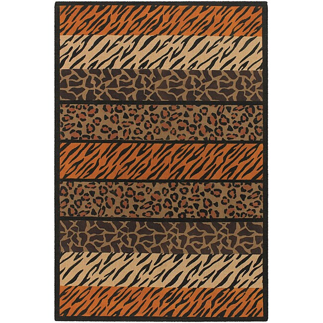 Flat weave Mandara Animal Print Flora Area Rug (9 X 13) (MultiPattern AnimalMeasures 0.1875 inch thickTip We recommend the use of a non skid pad to keep the rug in place on smooth surfaces.All rug sizes are approximate. Due to the difference of monitor 