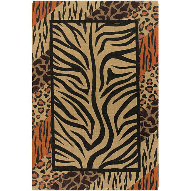 Flat-weave Mandara Animal Print Flora Rug - multi - 5' x 7'6