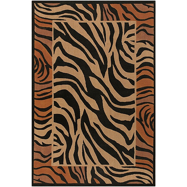 Flat weave Mandara Zebra print Flora Jute Rug (5 X 76)