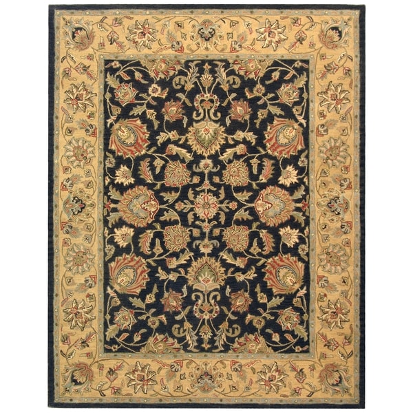 Safavieh Handmade Heritage Traditional Kerman Charcoal/ Gold Wool Rug - 7'6 x 9'6